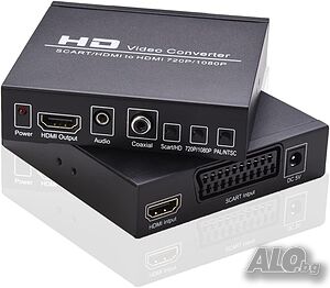 SCART/HDMI към HDMI HD Video Converter Scart към HDMI адаптер с PAL/NTSC, 1080P/720P поддръжка на HD