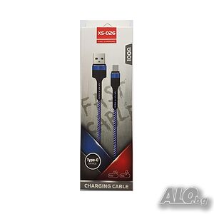 Кабел за бързо зареждане и прехвърляне на данни, USB към USB Type-C XS-026 - 125 см