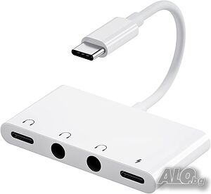 USB C към 2x3,5 mm,  Type-C аудио,  Type-C PD 3.0. Type-C сплитер 4 в 1