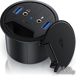CSL - USB 3.2 Gen1, In Desk USB Hub - 2xUSB 3.2 Gen 1, USB C 3.2 Gen1, 2 x Аудио 3,5 мм