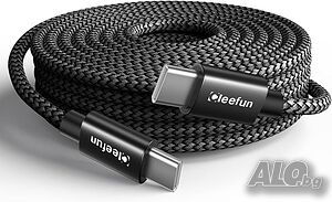 CLEEFUN USB C към USB C кабел 3 метра, за бързо зареждане PD 60 W