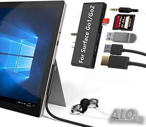 Докинг станция Surface Go 1/2/3 Hub, 4K HDMI, 2xUSB 3.0 порта, 3,5 мм, четец SD/TF карта