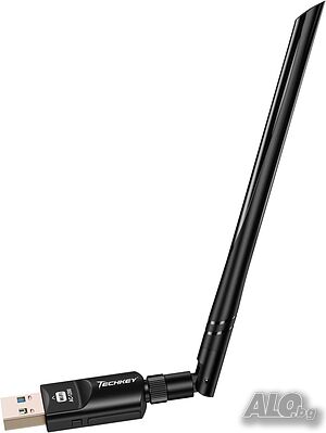 Мрежови адаптер Techkey AC1200, 1200 Mbps,Dual band, Wireless-AC, USB, 6dBi