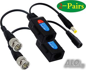 zdyCGTime HD RJ45 към BNC Video трансивър със захранващ конектор за до 8Mp камери - чифт