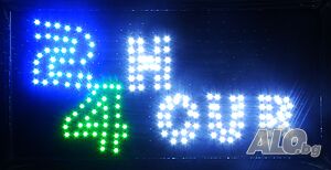 LED светеща рекламна табелa - 24 HOUR, движеща се