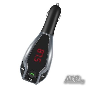 Bluetooth FM трансмитер Wireless Car Kit X7, Волтметър, 2xUSB, карта