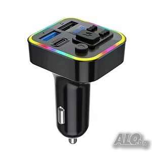 M6 CAR Bluetooth FM трансмитер - 3.1 А, волтметър, 7 LED светлини, 2xUSB + TYPE C