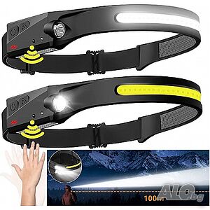 LED челник COB + XPE, тип лента, сензор за движение, eластична лента, Type C