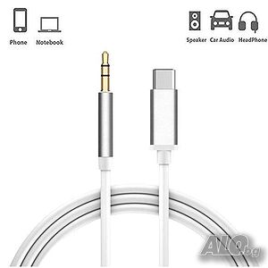 Аудио кабел USB-Type C към AUX 3.5мм мъжко - 1 метър