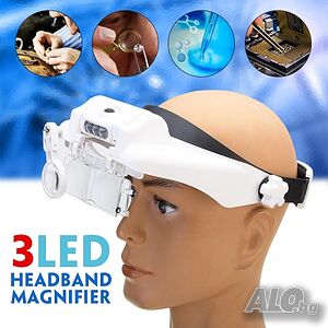 Увеличителна лупа за глава 1.5x, 2.0x, 8x, 3.5x, 9.5x, 11.5x MG81000S 3LED Helmet Magnifier