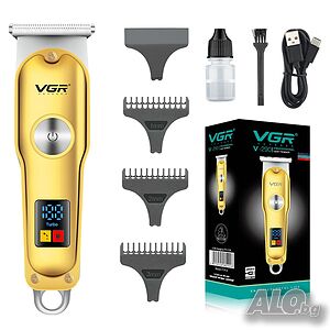 Maшинка за подстригване VGR 290, дисплей, 3 приставки, 5W, метален корпус, USB зареждане