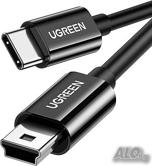 UGREEN USB C към Mini USB кабел, за цифров фотоапарат, MP3 плейър, GPS и др. 100 см