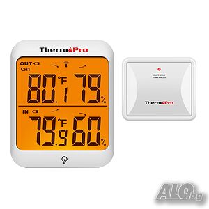 ThermoPro TP63A вътрешен и външен термометър/влагомер, LCD дисплей, осветление