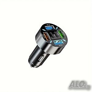 Зарядно за кола с 4 x USB и 2 x Type C порта, LED