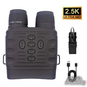 Бинокъл за нощно виждане, 2.5K HD Ultra Night Vision, 3” дисплей, 6X ZOOM, SD карта, USB зареждане