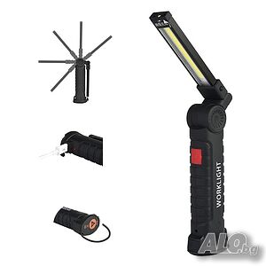 Сгъваема работна лампа WORKLIGHT W-52 с COB LED, магнит, кука
