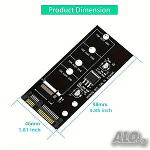 Адаптер за твърд диск, конвертор M.2 NGFF към SATA3, зелен, поддържа SSD 2280/2260/2242/2230mm