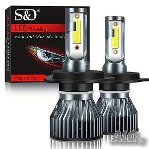 Комплект 2 бр. авто лампи/крушки H4, LED, 6000K