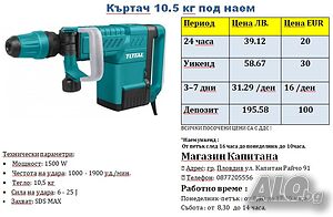 Къртач 10кг. под наем