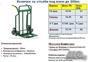 Количка за стълби ПОД НАЕМ до 200кг.