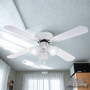 Таванен вентилатор с осветление Muhler MCF4262W N - 107 см, 4 перки, 3xE27, 55W, MDF