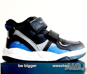№27-№32, Боти за момче WEESTEP черни с акценти в синьо и сиво