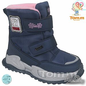 №27-№32, Детски апрески за момиче TOM.M в синьо и лого с пайети