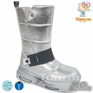 №33-№38, Сребристи апрески за момиче TOM.M с черна еластична лента