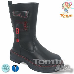 №33-№38, Ботуши за момиче TOM.M черни с червени декорации