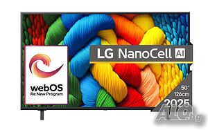 Телевизор, LG 50NANO80A3B, 50” 4K HDR Smart Nano Cell TV, 3840x2160, DVB-T2/C/S2, AI Alpha 7