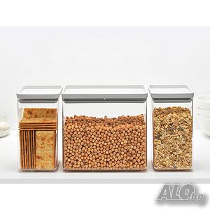 Кутии за съхранение на продукти комплект Brabantia Tasty+ Stackable 2x1.6L+1x3.5L Light Grey