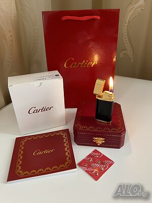 Запалка Cartier - черна със златисти детайли