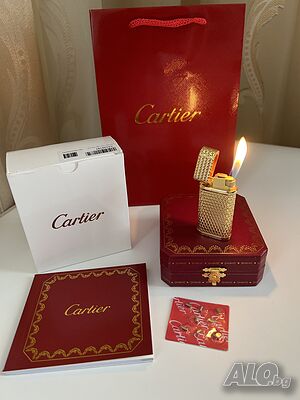Запалка Cartier със златно покритие, кутия и документи