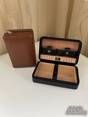 Кожена преносима кутия за 4 пури COHIBA хумидор