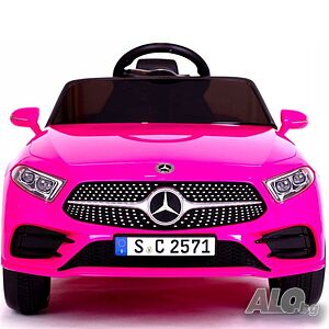 Розова акумулаторна кола Mercedes Benz CLS350 с кожена седалка 12V