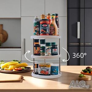 Въртяща се 3-етажна поставка - 360° организация за кухня, баня и дом