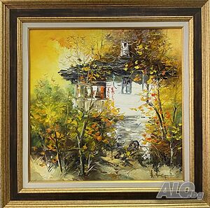 Есен, стара къща, картина, масло, Найден, Найденов, художник, Ловеч