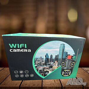 Тройна 4G камера за наблюдение, работи с WiFi, 9 MP,Ultra HD
