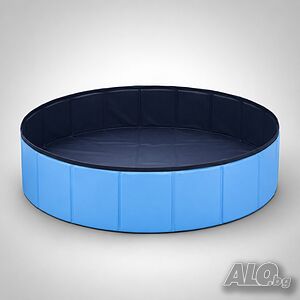 Сгъваем охлаждащ басейн за кучета 60x20 см - Здрав PVC, без надуване, за къпане, игра и разхлаждане