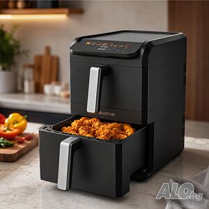 NexOne TwinFryer 11L - Двукамерен фритюрник с горещ въздух 2800W, две независими кошници