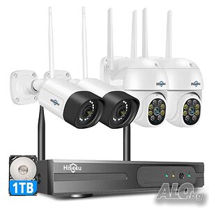 НОВА безжична, IP66 водоустойчива, разширяема до 10 канала система за видеонаблюдение с 1TB HDD...