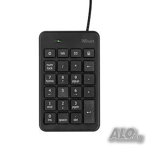 Нова Цифрова клавиатура Trust Xalas, USB, 5 extra keys, 1.5m кабел черна