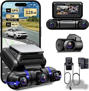 Най добрата 4-канална Даш камера Rhorawill R6, GPS WiFi, нощно виждане, 128GB Карта, ПРОМОЦИЯ