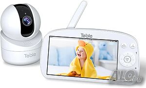 Бебефон Teble с камера и нощно виждане, 5,5” HD видео, 5000mAh, 2-посочно аудио, VOX, 300M обхват.