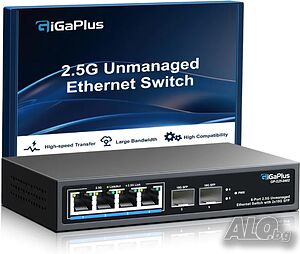 НОВ 6-портов 2,5Gb Ethernet суич / комутатор 4*2,5G Base-T порта, 2*10G SFP+ порта
