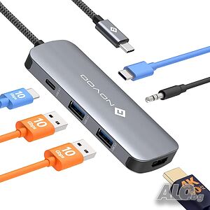 НОВ ЗАПЕЧАТАН НЕОТВАРЯН NOVOO 6 в 1 USB C хъб с USB C 3.2 10Gbps, 4K HDMI, 2 USB-A, 3.5 мм аудио...