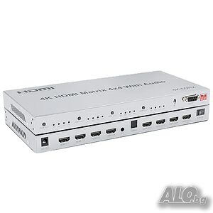 XYKJOBC 4K HDMI матричен превключвател ( Switch ) 4x4, 4K@60Hz с аудио екстрактор 4 в 4 изхода HDMI