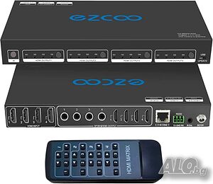 ЧИСТО НОВ EZ MX44HAS2 HDMI матричен суич 4X4 4K 60Hz 4:4:4 HDR + аудио канал - HDCP 2.2 HDMI 2.0 4x4
