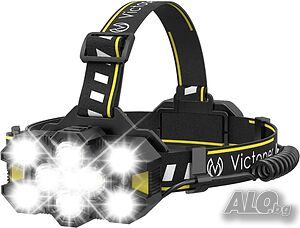 Victoper V11000 Водоустойчив челник, фенер за глава, 25000 Lumen, 12+12 режима, USB type C, Дисплей