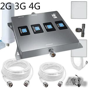 Усилвател на GSM сигнал 2G, 3G, 4G 800x900x1800x2100 MHz кабели: 15m външен и 10m + 3m вътрешни